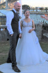 Bride and groom on Sydney harbour