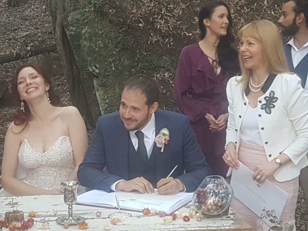 Wedding celebrant in the forest, Sydney Marriage Celebrant