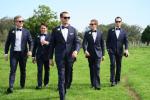 Jewish wedding, groom and groomsmen are coming