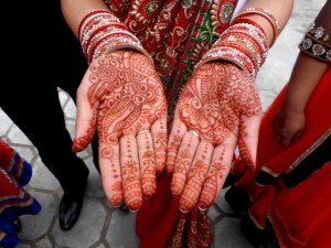 Mehndi hand decorations for a wedding
