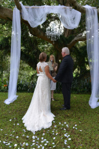 under the canopy at a wedding